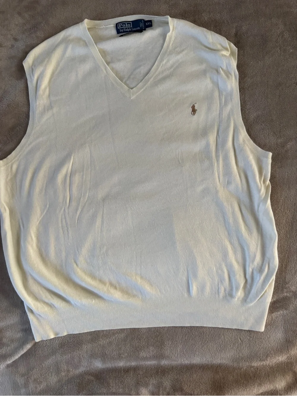 Polo Ralph Lauren Ivory Pima Cotton Sweater Vest XXL Preppy Quiet Luxury